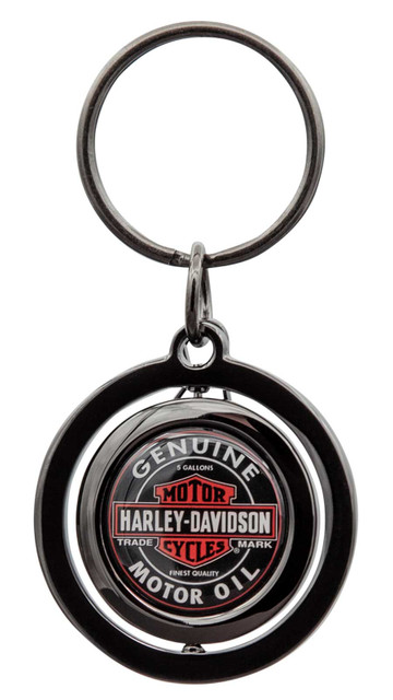 Harley-Davidson Vintage Genuine Motor Oil Logo Spinner Key Chain - Black - Wisconsin Harley-Davidson