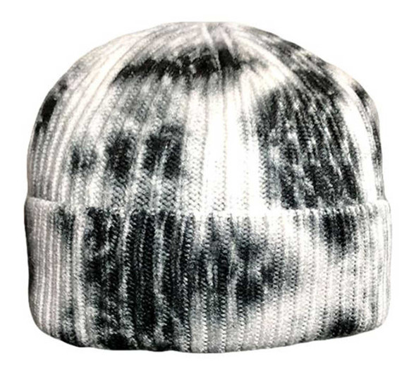 That's A Wrap Women's Marblehead Tie-Dye Print Knit Beanie Cap - Black/White - Wisconsin Harley-Davidson