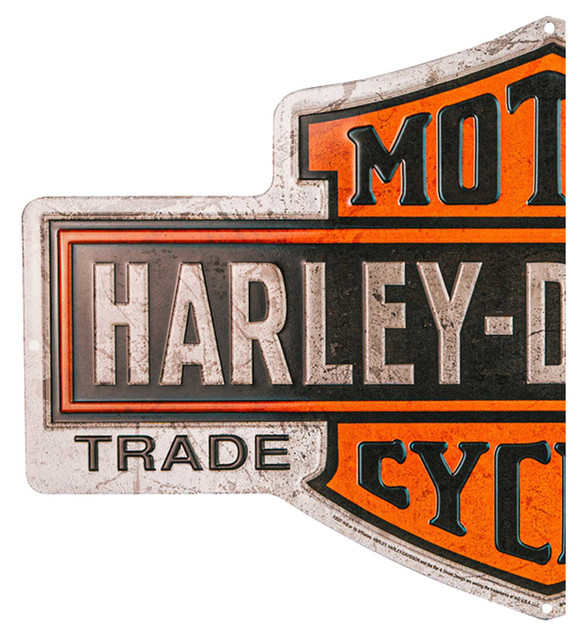 Harley-Davidson® Embossed Tin Sign, Nostalgic Bar & Shield Logo