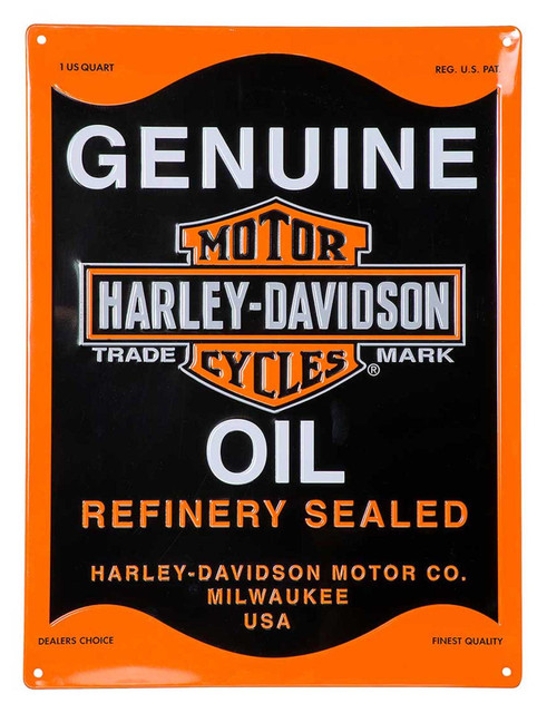 Harley-Davidson Embossed Tin Sign, Genuine Oil Can Bar & Shield, 12 x 15.75 inch - Wisconsin Harley-Davidson