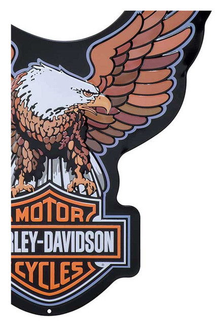 Harley-Davidson® Embossed Tin Sign, Bar & Shield Eagle Shaped