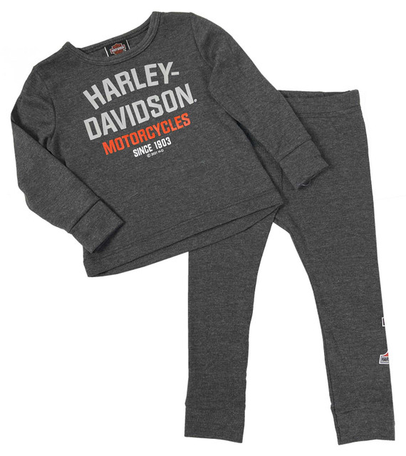 Harley-Davidson Baby Boys' 2 Piece Infant Knit Long Sleeve Tee & Pant Set- Gray - Wisconsin Harley-Davidson