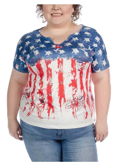 Liberty Wear Women's New Glory Stars & Stripes Short Sleeve Dolman Tee - White - Wisconsin Harley-Davidson