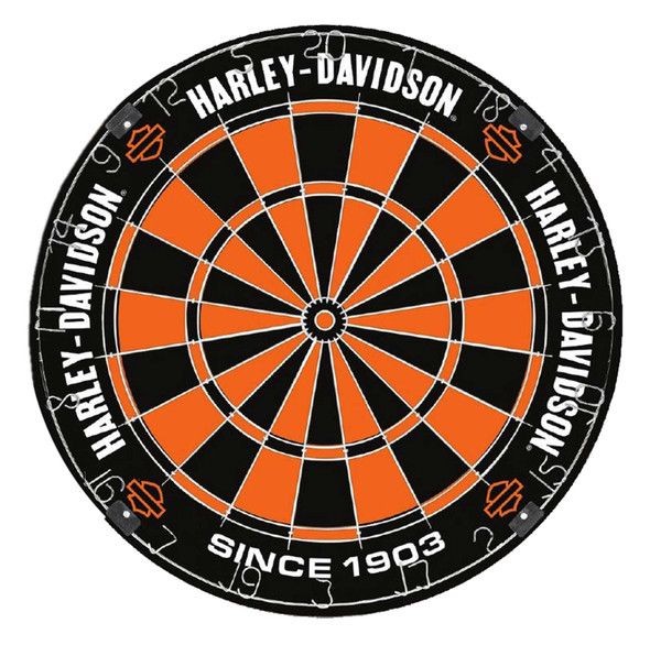 Harley-Davidson Classic Bar & Shield Tournament Dartboard- Black & Orange, 18in. - Wisconsin Harley-Davidson
