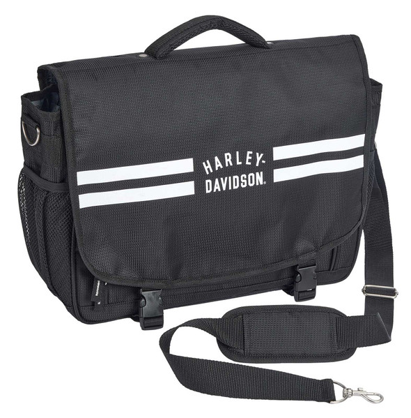 Harley-Davidson Messenger Bag, Lightweight Laptop Briefcase - Off-White/Black - Wisconsin Harley-Davidson