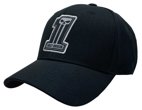 Harley-Davidson Men's Dark Custom Curved Bill Stretch Fit Baseball Cap - Black - Wisconsin Harley-Davidson