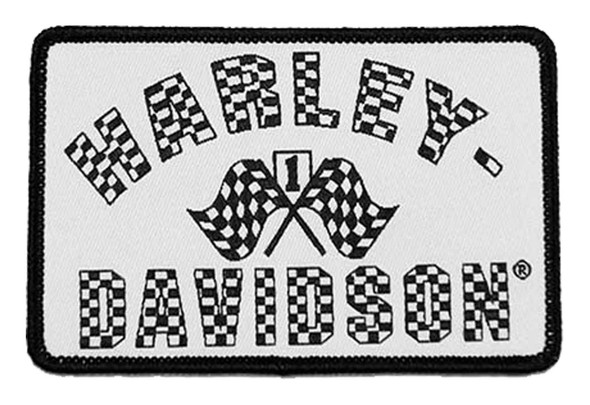 Harley-Davidson 3.5 in. Checkered Flag Emblem Sew-On Patch - White & Black - Wisconsin Harley-Davidson