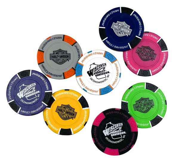 Harley-Davidson Custom Wisconsin Harley B&S Logo Poker Chips - Multiple Colors - Wisconsin Harley-Davidson