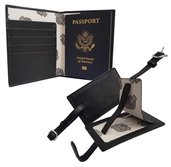 Harley-Davidson Bar & Shield Passport Holder & Luggage Tags Leather Gift Box Set - Wisconsin Harley-Davidson