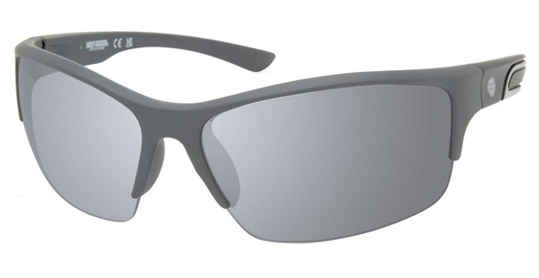 Harley-Davidson Men's Angular Wrap Sunglasses, Gray Frames & Smoke Mirror Lenses - Wisconsin Harley-Davidson