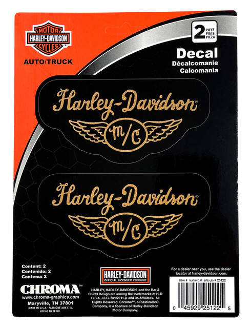 Harley-Davidson 2-Piece MC with Wings H-D Text Decals - 2 Pack - 6 x 8 in. - Wisconsin Harley-Davidson
