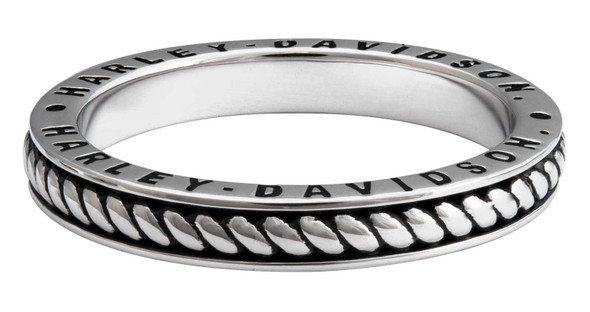Harley-Davidson Women's Engraved H-D Rope Stacking Ring - Sterling Silver - Wisconsin Harley-Davidson