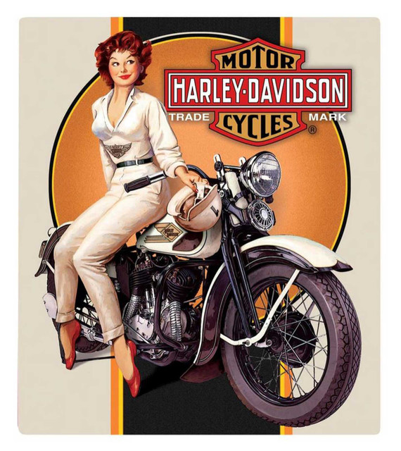 Harley-Davidson Dreaming Babe Embossed Tin Sign, 15 x 13 inches - Off-White - Wisconsin Harley-Davidson