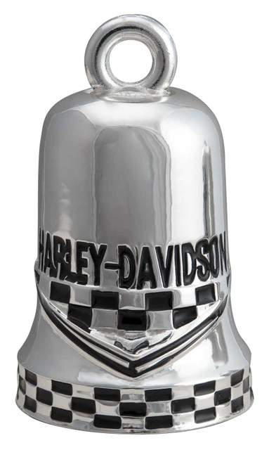 Harley-Davidson Checkered Racing Flag H-D Text Ride Bell - Silver Finish - Wisconsin Harley-Davidson