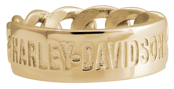 Harley-Davidson Women's H-D Script Bar Curb Link Ring - Gold Stainless Steel - Wisconsin Harley-Davidson