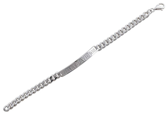 Harley-Davidson Women's H-D Script Bar Curb Link ID Bracelet - Stainless Steel - Wisconsin Harley-Davidson