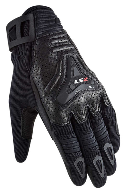 LS2 USA Men's All Terrain Full-Finger Motorcycle Touring Gloves - Solid Black - Wisconsin Harley-Davidson