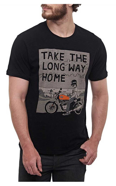 Royal Enfield Long Way Home Crew-Neck Short Sleeve Cotton T-Shirt - Black - Wisconsin Harley-Davidson