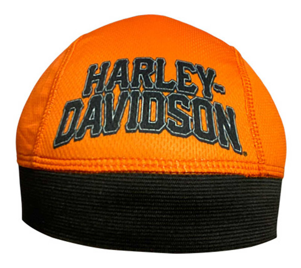 Harley-Davidson Men's Click H-D Text Polyester Skull Cap - Orange & Black - Wisconsin Harley-Davidson