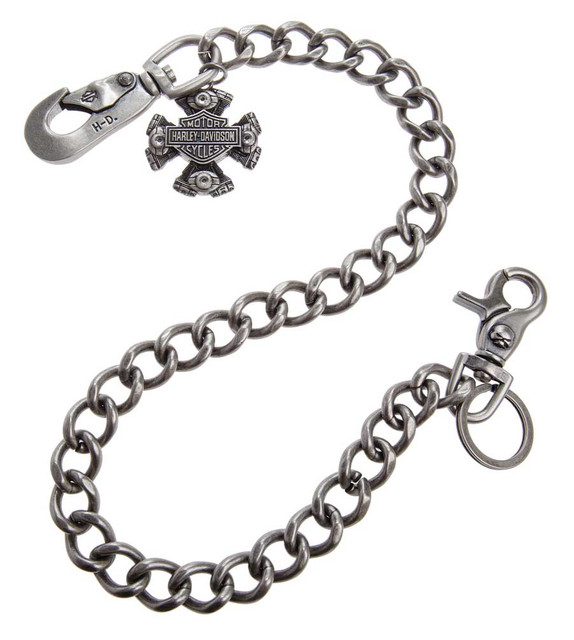 Harley-Davidson Men's Evolution B&S 24 inch Wallet Chain, Antique Nickel Finish - Wisconsin Harley-Davidson