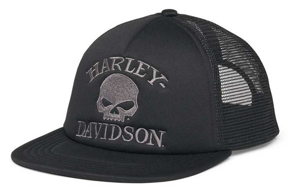 Harley-Davidson Men's Willie G Skull Adjustable Trucker Cap, Black 97669-22VM - Wisconsin Harley-Davidson