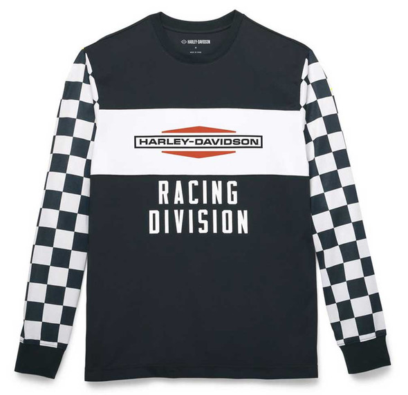 Harley-Davidson Men's Racing Checkerboard Long Sleeve Jersey Tee 96338-22VM - Wisconsin Harley-Davidson