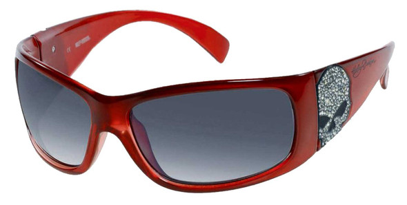 Harley-Davidson Women's Bling Willie G Skull Sunglasses, Red Frames/Smoke Lenses - Wisconsin Harley-Davidson