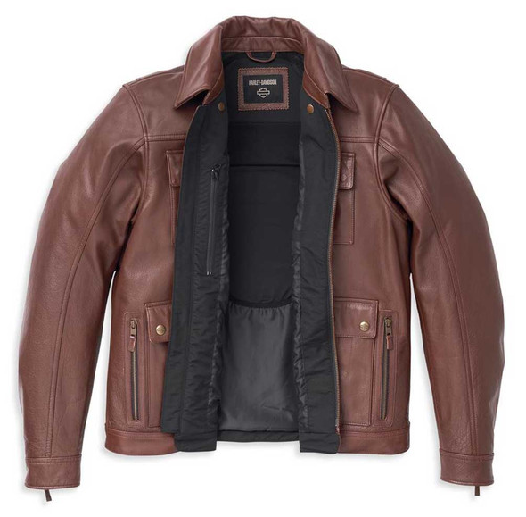 Harley-Davidson® Men's Portage Midweight Leather Jacket - Brown