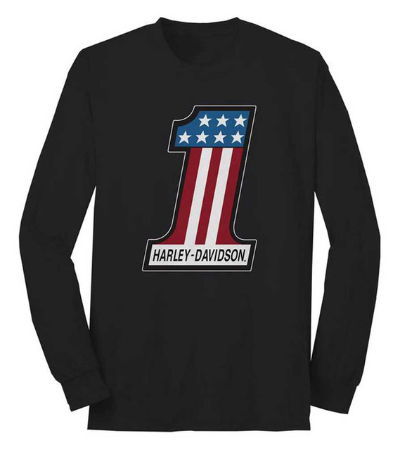 Harley-Davidson Men's #1 Race Graphic Long Sleeve Shirt - Black 99000-22VM - Wisconsin Harley-Davidson