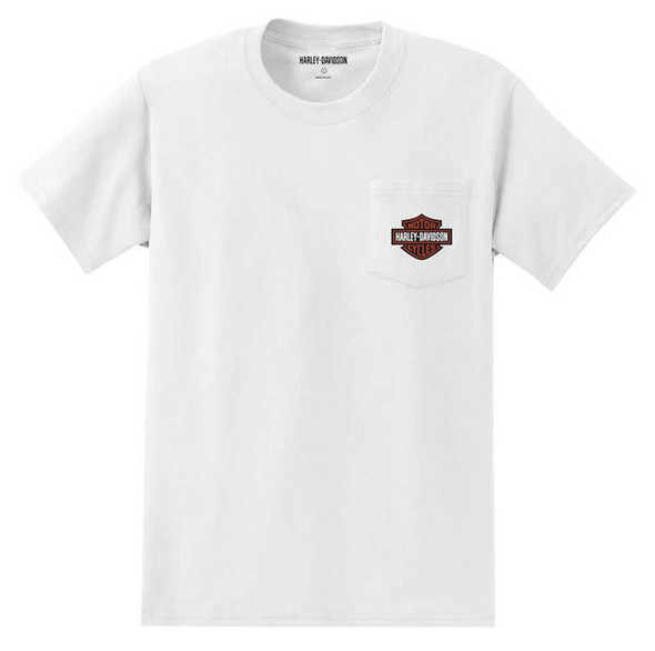 Harley-Davidson Men's B&S Logo Short Sleeve Pocket Tee - White 99060-22VM - Wisconsin Harley-Davidson