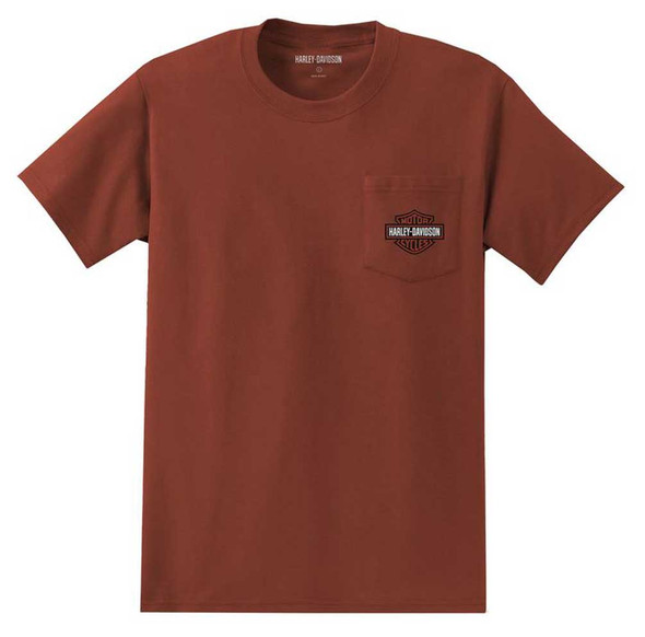 Harley-Davidson Men's B&S Logo Short Sleeve Pocket Tee - Orange 99062-22VM - Wisconsin Harley-Davidson