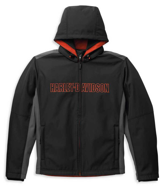 Harley-Davidson Men's Bar & Shield Hooded Softshell Jacket, Black 98403-22VM - Wisconsin Harley-Davidson