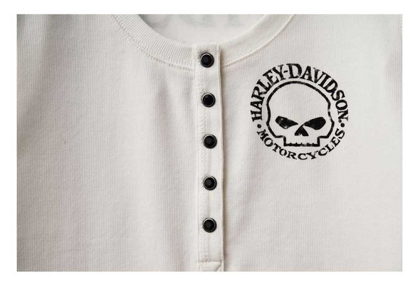 Harley-Davidson® Women's Skull Snap Front Long Sleeve Henley