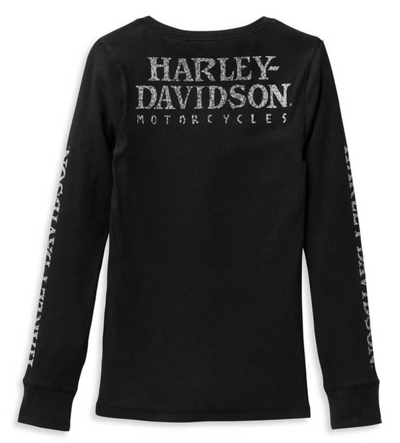 Harley-Davidson® Women's Skull Snap Front Long Sleeve Henley