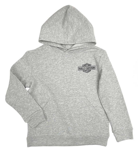 Harley-Davidson Big Boys' B&S Logo Fleece Terry Pullover Hoodie - Gray - Wisconsin Harley-Davidson