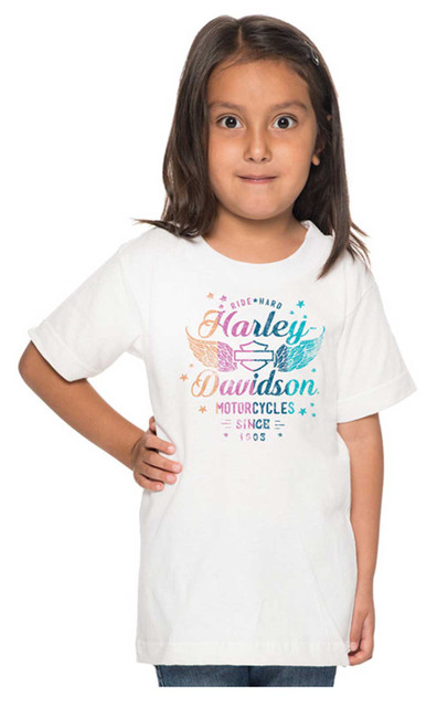 Harley-Davidson Girl's Love Sparkles Short Sleeve Tee, Toddler & Youth - White - Wisconsin Harley-Davidson