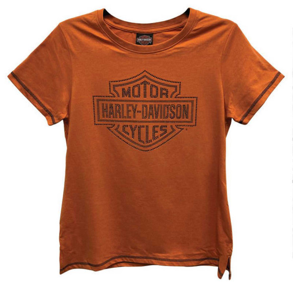 Harley-Davidson Women's Embellished B&S Short Sleeve Tee - Burnt Orange - Wisconsin Harley-Davidson