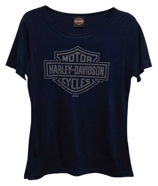 Harley-Davidson Women's Embellished Stellar Short Sleeve Tee - Navy Blue - Wisconsin Harley-Davidson