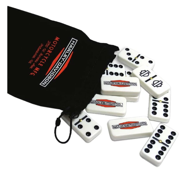 Harley-Davidson Vintage H-D Logo Travel Domino Double Six Set w/ Carrying Bag - Wisconsin Harley-Davidson