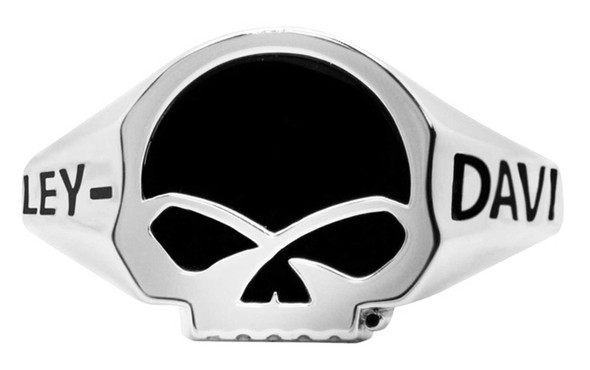 Harley-Davidson Men's Small Onyx Willie G Skull Ring - Sterling Silver - Wisconsin Harley-Davidson