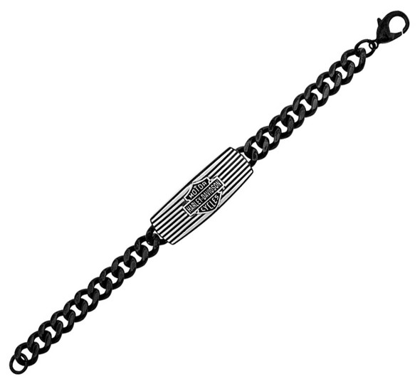 Harley-Davidson Men's Black Edge Curb Link Chain Bracelet - Stainless Steel - Wisconsin Harley-Davidson