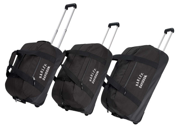 Harley-Davidson Rugged Twill Embroidered Logo Rolling Duffel Bag - Black - Wisconsin Harley-Davidson
