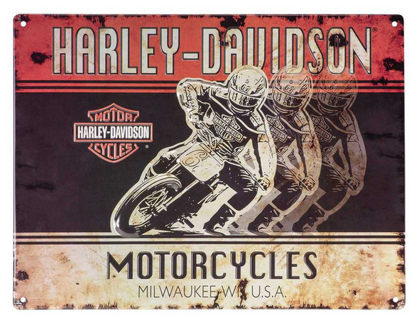 Harley-Davidson Embossed Racers Motorcycle Tin Sign - 15.75 x 12 inches - Wisconsin Harley-Davidson