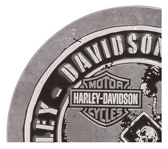 Harley-Davidson® Embossed Round Tin Sign, Dirt Track Racer Logo, 12 inches