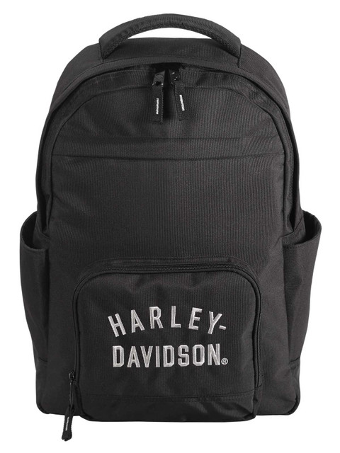 Harley-Davidson Rugged Twill Water-Resistant Polyester Backpack - Black - Wisconsin Harley-Davidson