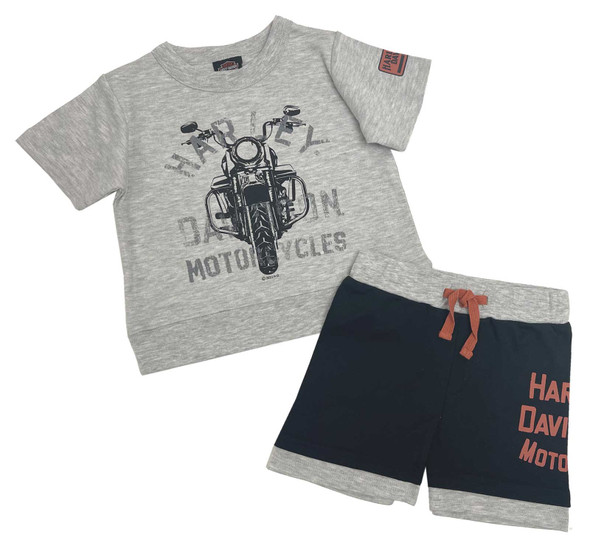 Harley-Davidson Baby Boys' 2-Piece Infant Knit Short Sleeve Tee & Jog Short Set - Wisconsin Harley-Davidson