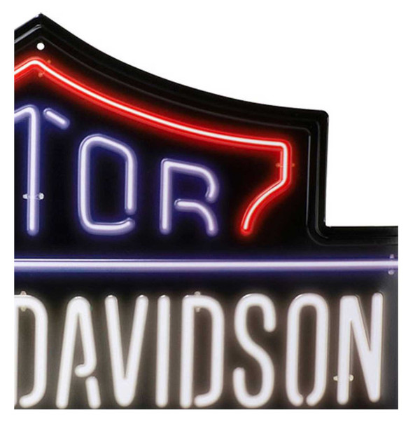 Harley-Davidson® Embossed Tin Sign, Neon Look Bar & Shield Logo