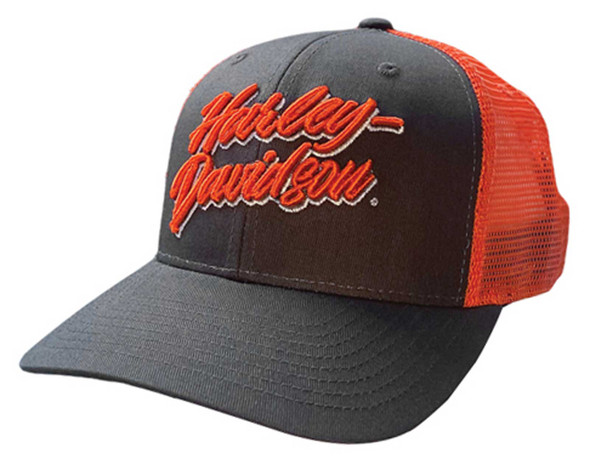 Harley-Davidson Men's Rider Script Snapback Colorblocked Mesh Trucker Hat - Wisconsin Harley-Davidson