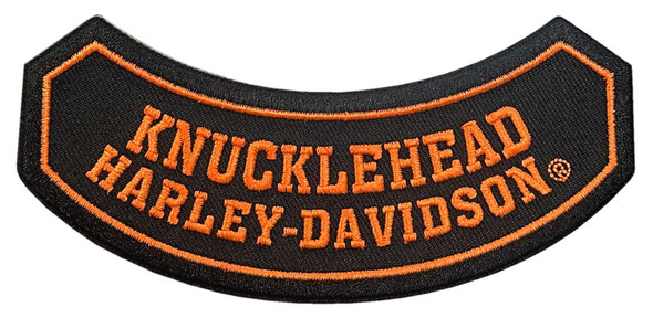 Harley-Davidson 5 in. Embroidered Knucklehead Rocker Emblem Sew-On Patch - Black - Wisconsin Harley-Davidson