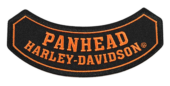 Harley-Davidson 5 in. Embroidered Panhead Rocker Emblem Sew-On Patch - Black - Wisconsin Harley-Davidson
